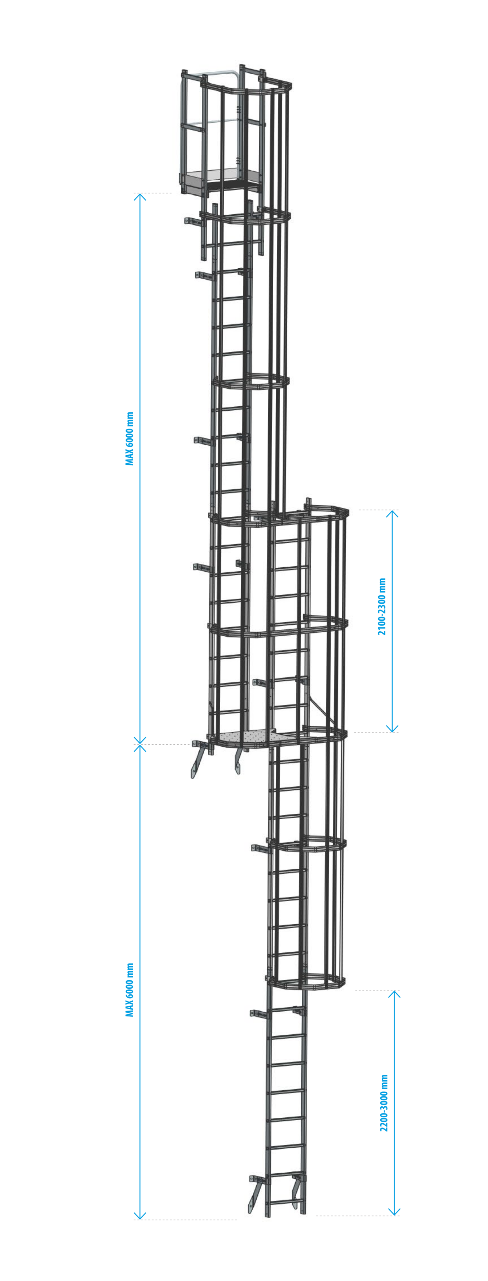 Escalera vertical con cotas